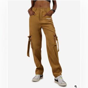 Sixth June Utility Corduroy Pants Sz XL Brown Large Pockets Side Straps Festival